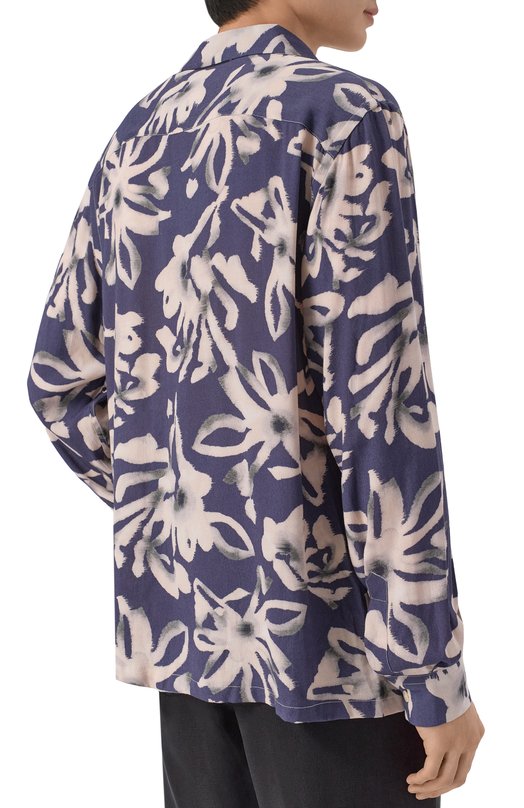 Рубашка из вискозы и льна Laneus S6LAMASI081 Синий  S6LAMASI081 Фото 4