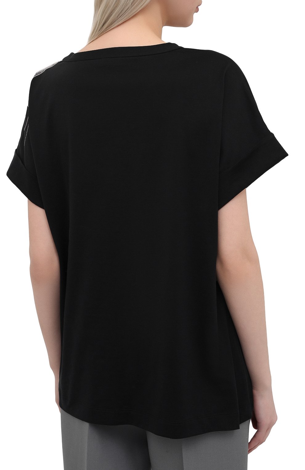 Хлопковая футболка BRUNELLO CUCINELLI черного цвета по цене 92150 руб., арт. M0A45BT400, фото 4 Хлопковая футболка BRUNELLO CUCINELLI, арт. M0A45BT400, фото 4