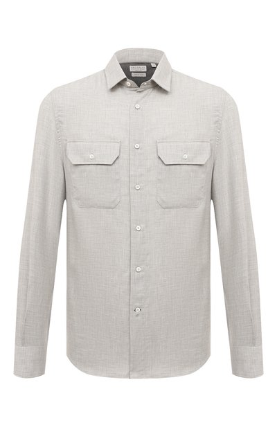 Мужская рубашка из хлопка и кашемира BRUNELLO CUCINELLI, арт. MY6120626