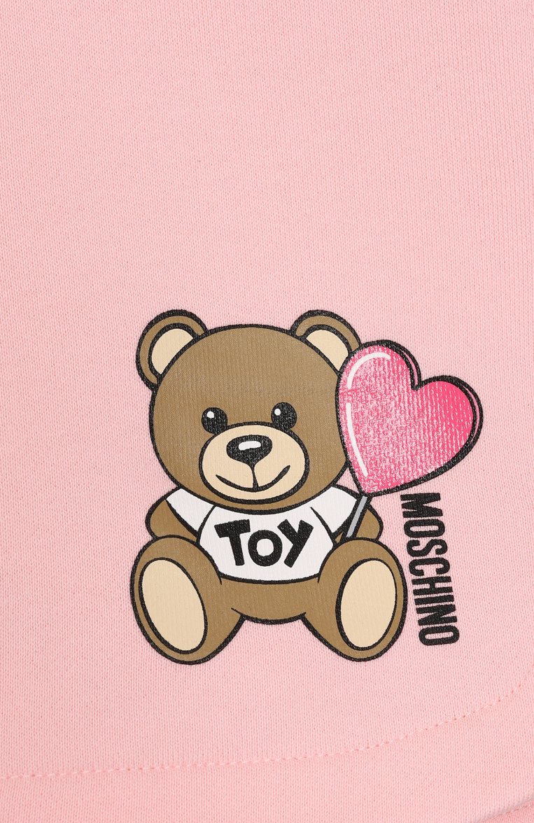 Детские хлопковые шорты MOSCHINO светло-розового цвета, арт. HDQ01M/LCA52/10-14 | Фото 3 (Нос: Не проставлено; Материал внешний: Хлопок; Случай: Повседневный; Тематический товар: Teddy Bear; Ростовка одежда: 10 - 11 лет | 140 - 146см, 12 лет | 152 см, 16 лет | 164 см)