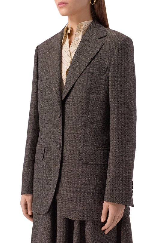 Шерстяной жакет Officine Generale W25WTLG402 Коричневый  W25WTLG402 Фото 3