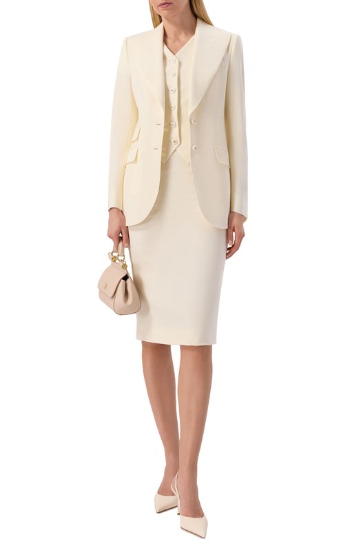 Шерстяной жакет Dolce & Gabbana F29Z8T/FUBGC Кремовый  F29Z8T/FUBGC Фото 2