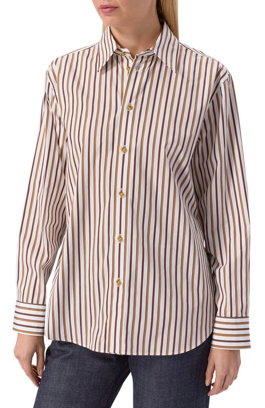 Хлопковая рубашка Bottega Veneta 838420/V5PL0 Бежевый  838420/V5PL0 Фото 3