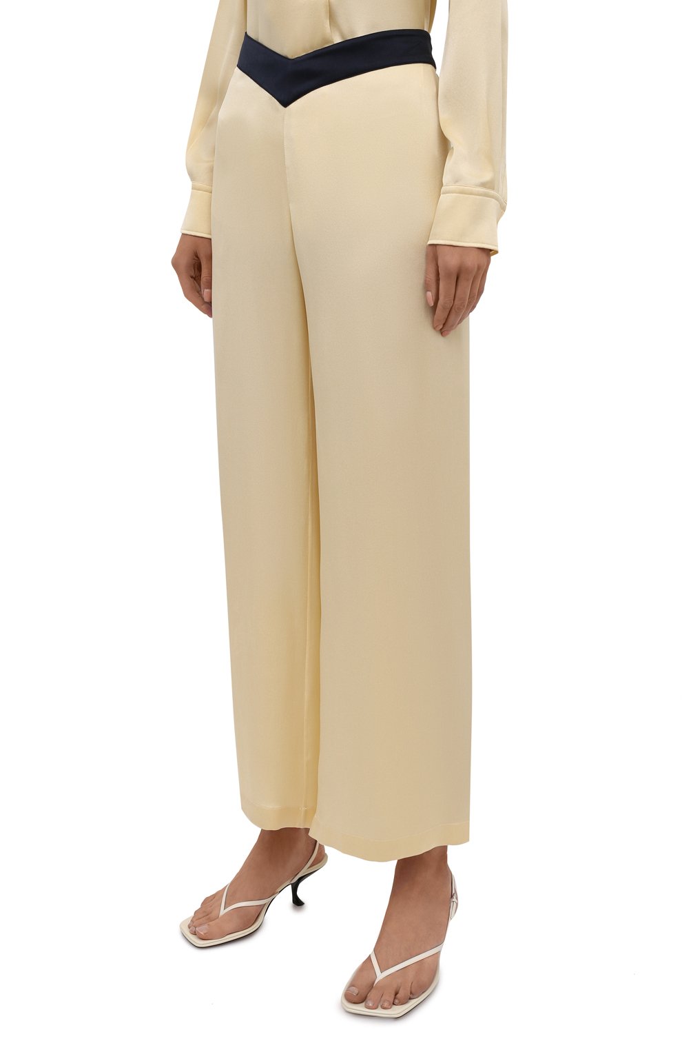 Шелковые брюки LANVIN светло-желтого цвета по цене 99500 руб., арт. RW-TR0002-4324-E21, фото 3 Шелковые брюки LANVIN, арт. RW-TR0002-4324-E21, фото 3