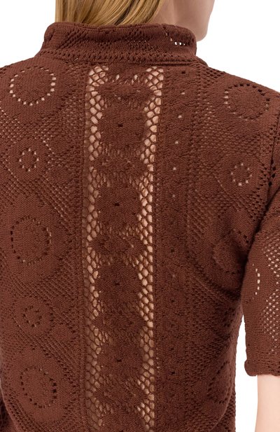 Хлопковое поло ALBUS LUMEN коричневого цвета по цене 38950 руб., арт. AL.RT25.001.P0L0T0P.CR0CHET, фото 5 Хлопковое поло ALBUS LUMEN, арт. AL.RT25.001.P0L0T0P.CR0CHET, фото 5