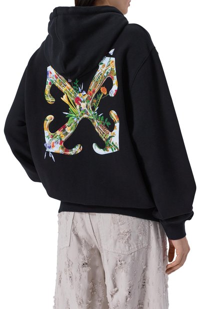 Хлопковое худи OFF-WHITE черного цвета по цене 84950 руб., арт. 0WBB064S25FLE001, фото 4 Хлопковое худи OFF-WHITE, арт. 0WBB064S25FLE001, фото 4