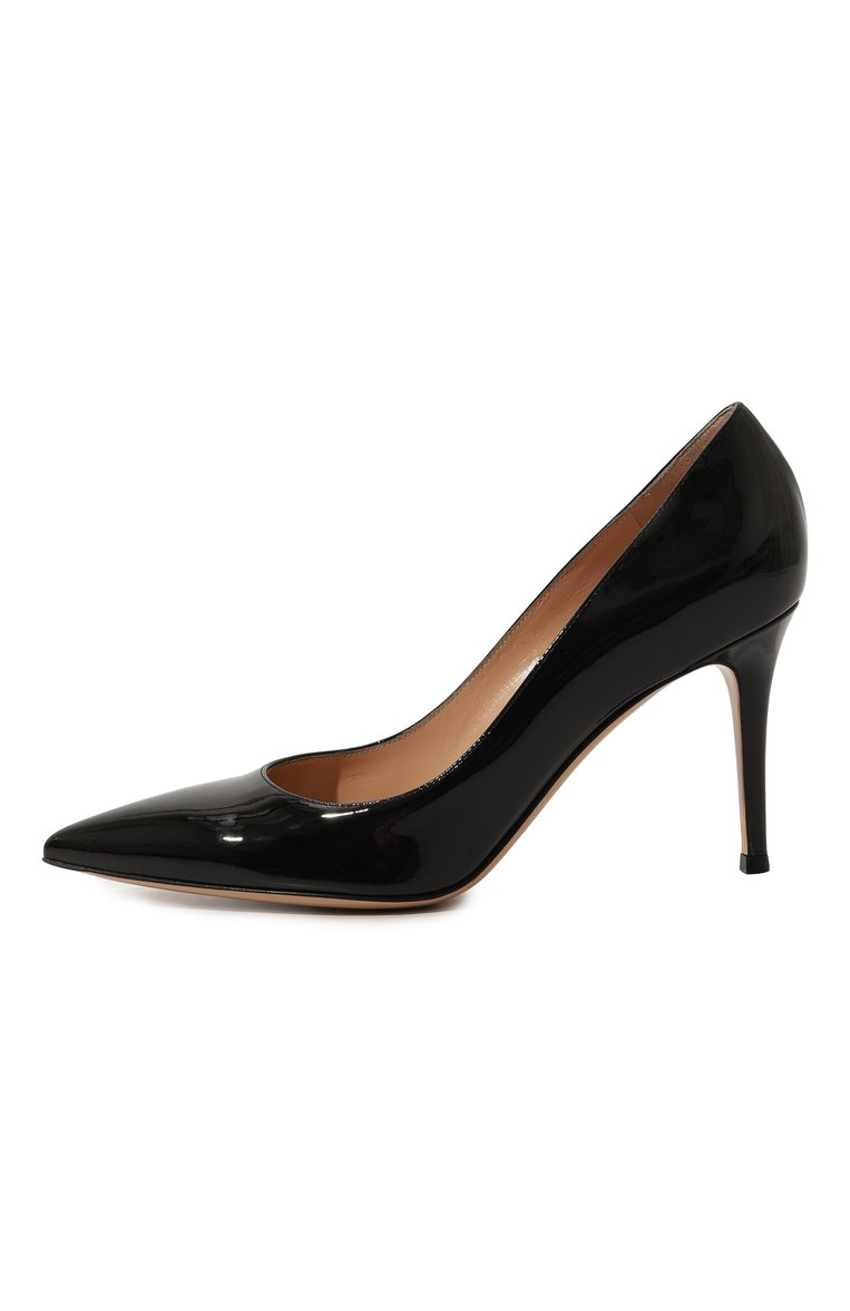 Женские кожаные туфли gianvito 85  GIANVITO ROSSI черного цвета, арт. G24580.85RIC.VERNER0 | Фото 4 (Материал внутренний: Натуральная кожа; Каблук высота: Высокий; Статус проверки: Проверена категория; Каблук тип: Шпилька; Подошва: Плоская; Материа�л сплава: Проставлено; Драгоценные камни: Проставлено; Ювелирные украшения: Назначено; Материал внешний: Натуральная кожа)