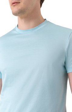 Мужская футболка из шелка и хлопка GIORGIO ARMANI голубого цвета, арт. 3KSM77/SJZHZ | Фото 5 (Материал внешний: Шелк, Хлопок; Длина (для топов): Стандартные; Рукава: Короткие; Стили: Кэжуэл; Принт: Без принта; Кросс-КТ: Джерси; Мужское Кросс-КТ: Футболка-одежда)