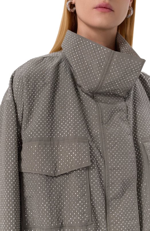 Парка с отделкой стразами Pinko 104598/A2BW Серый  104598/A2BW Фото 5