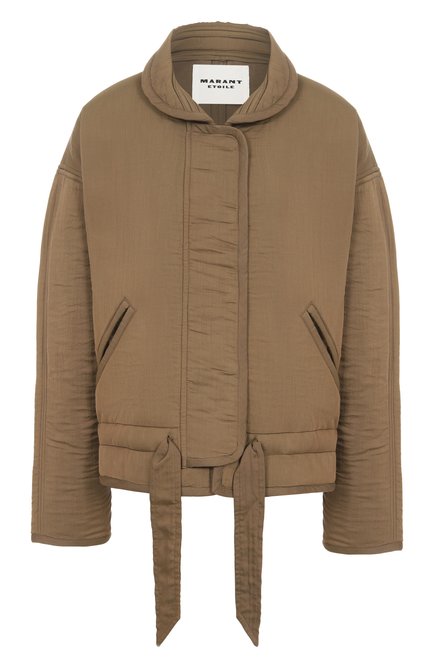 Женская куртка из вискозы и хлопка ISABEL MARANT ETOILE хаки цвета, арт. 25PVE0453FA/C1G04E | Фото 1 (Длина (верхняя одежда): Короткие; Рукава: Длинные; Драгоценные камни: Проставлено; Материал подклада: Хлопок; Материал внешний: Вискоза; Материал сплава: Проставлено)