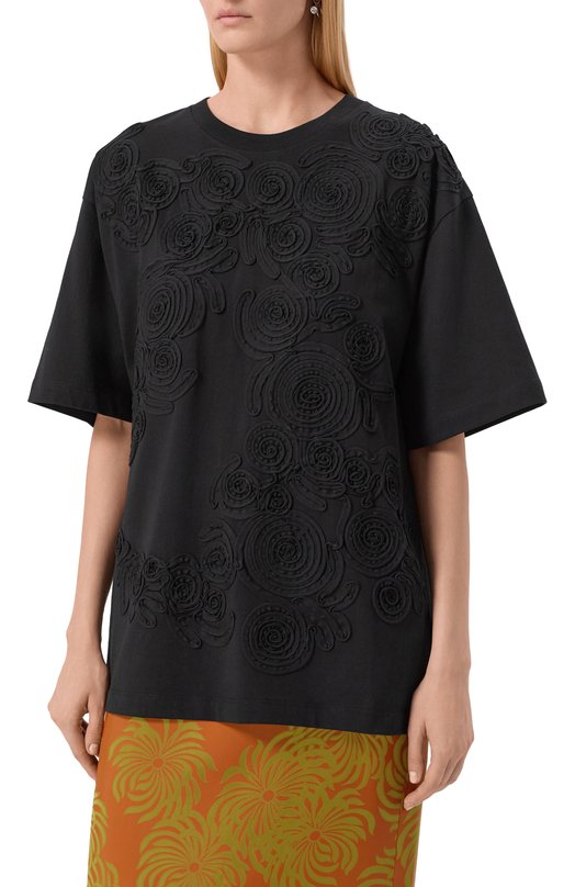 Хлопковая футболка Dries Van Noten 011119-2603-900 Чёрный  011119-2603-900 Фото 3