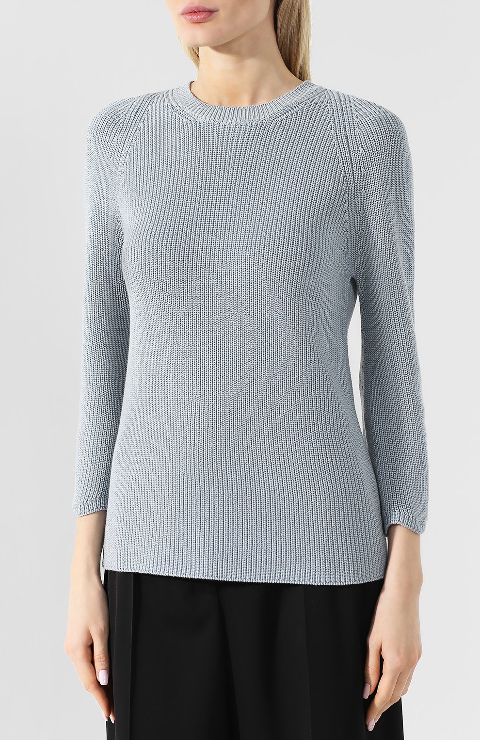 Хлопковый пуловер REDVALENTINO голубого цвета по цене 39950 руб., арт. RR3KCA74/UCZ, фото 3 Хлопковый пуловер REDVALENTINO, арт. RR3KCA74/UCZ, фото 3