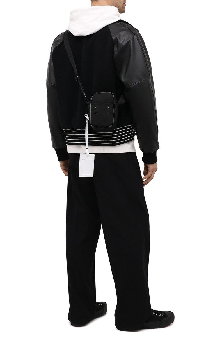 Мужская текстильная сумка mini MAISON MARGIELA черного цвета, арт. S55WG0119/PR253 | Фото 2 (Ремень/цепочка: На ремешке; Материал: Текстиль; Размер: mini; Материал сплава: Проставлено; Драгоценные камни: Проставлено)