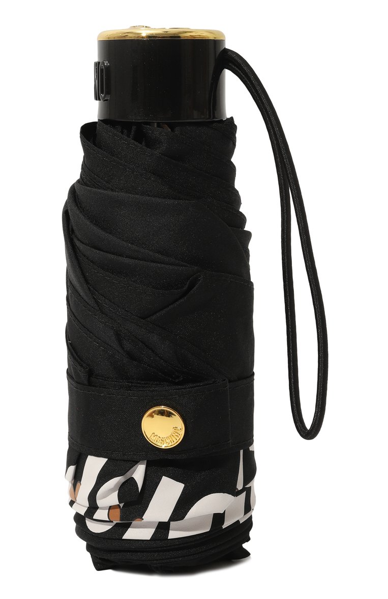 Женский складной зонт MOSCHINO черного цвета, арт. 8432 SUPERMINI | Фото 4 (Нос: Не проставлено; Материал сплава: Проставлено; Материал: Текстиль, Синтетический материал, Металл; Тематический товар: Teddy Bear)