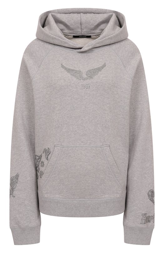 Хлопковое худи Zadig and Voltaire JWSS01665 Серый JWSS01665