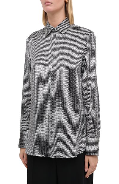 Шелковая блузка KITON черно-белого цвета по цене 126000 руб., арт. D48407K05T62, фото 4 Шелковая блузка KITON, арт. D48407K05T62, фото 4