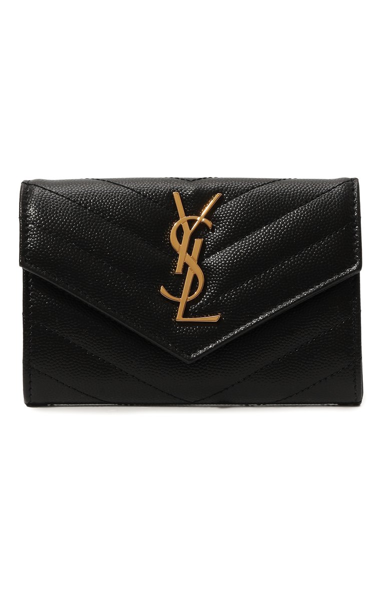 Женские кожаный кошелек monogram SAINT LAURENT черного цвета, арт. 414404/B0W01 | Фото 1 (Статус проверки: Проверена категория; Реги�ональные ограничения белый список (Axapta Mercury): RU; Материал: Натуральная кожа; Материал сплава: Проставлено; Нос: Не проставлено)
