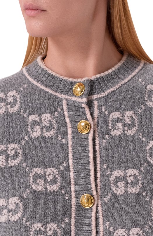 Шерстяной кардиган Gucci 713300/XKCNA Серый  713300/XKCNA Фото 5