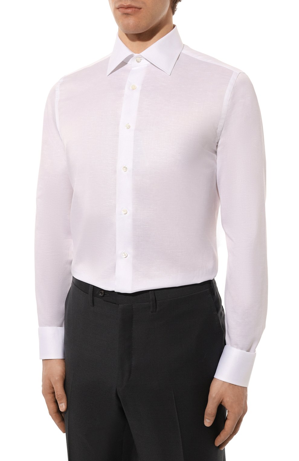 Сорочка изо льна и хлопка CANALI серого цвета по цене 32350 руб., арт. X05/GD02821, фото 4 Сорочка изо льна и хлопка CANALI, арт. X05/GD02821, фото 4