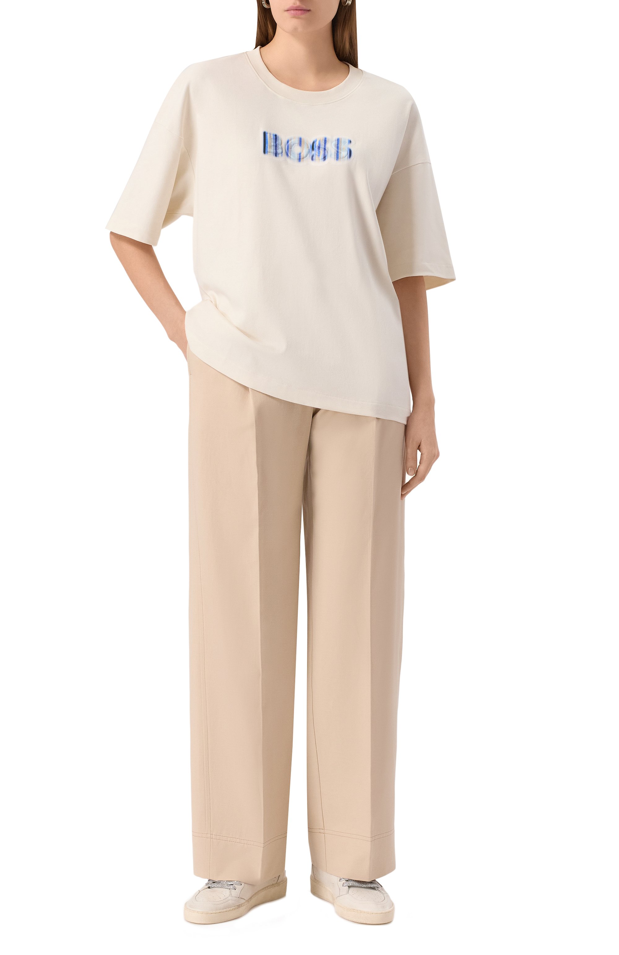 Брюки из хлопка и лиоцелла BOSS ORANGE, арт. 50546207, фото 2