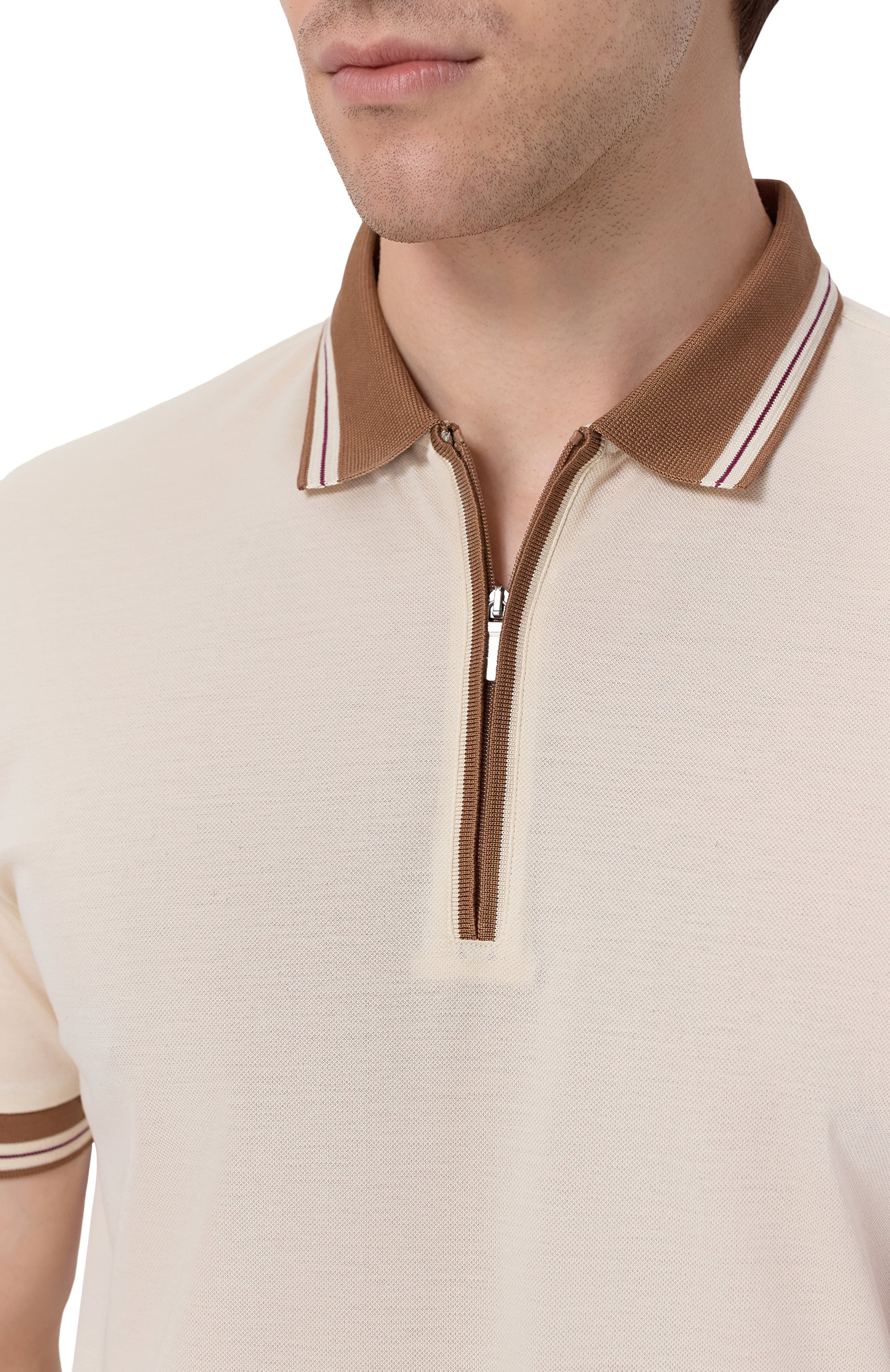 Хлопковое поло GRAN SASSO светло-бежевого цвета по цене 26050 руб., арт. 60147/74219, фото 5 Хлопковое поло GRAN SASSO, арт. 60147/74219, фото 5