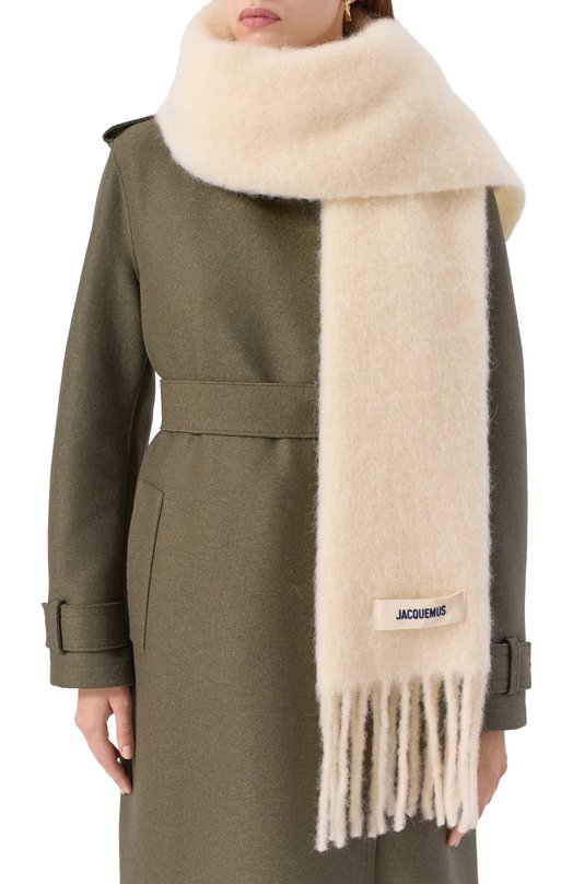 Шерстяной шарф Jacquemus 24HACU00572B0T/4032 Кремовый  24HACU00572B0T/4032 Фото 2