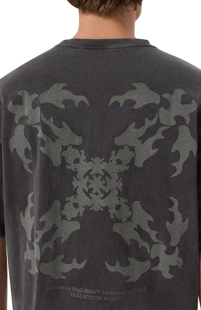 Хлопковая футболка OFF-WHITE темно-серого цвета по цене 51300 руб., арт. 0MAA120F26JER00W0, фото 5 Хлопковая футболка OFF-WHITE, арт. 0MAA120F26JER00W0, фото 5