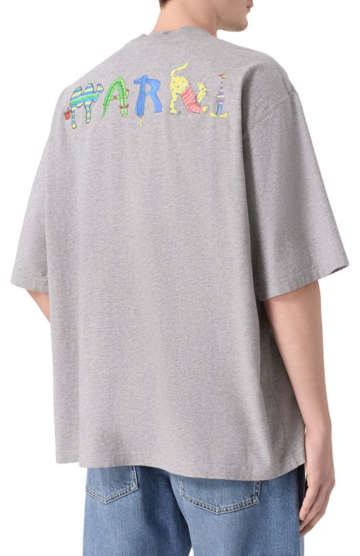 Хлопковая футболка Marni HUMU02233P/USCY98 Серый  HUMU02233P/USCY98 Фото 4