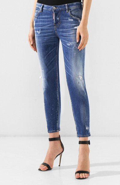 Джинсы с потертостями DSQUARED2 голубого цвета по цене 34500 руб., арт. S72LB0192/S30342, фото 3 Джинсы с потертостями DSQUARED2, арт. S72LB0192/S30342, фото 3