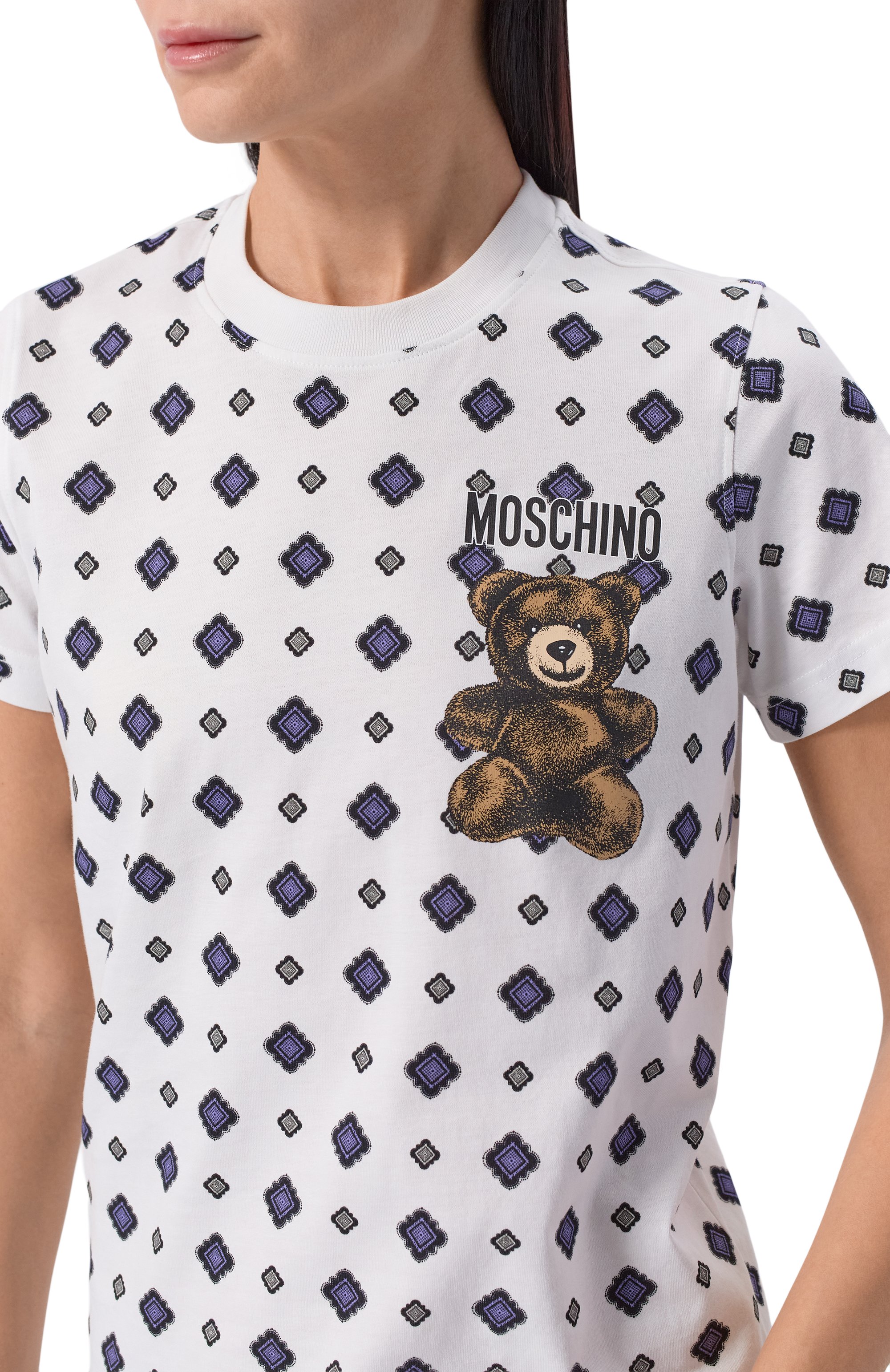 Хлопковая футболка MOSCHINO белого цвета по цене 34300 руб., арт. V0716/0541, фото 5 Хлопковая футболка MOSCHINO, арт. V0716/0541, фото 5