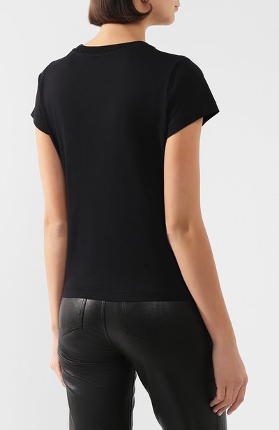Хлопковая футболка HELMUT LANG черного цвета по цене 23650 руб., арт. K01DW504, фото 4 Хлопковая футболка HELMUT LANG, арт. K01DW504, фото 4