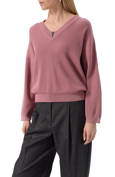 Хлопковый пуловер BRUNELLO CUCINELLI, арт. M19255002, фото 3