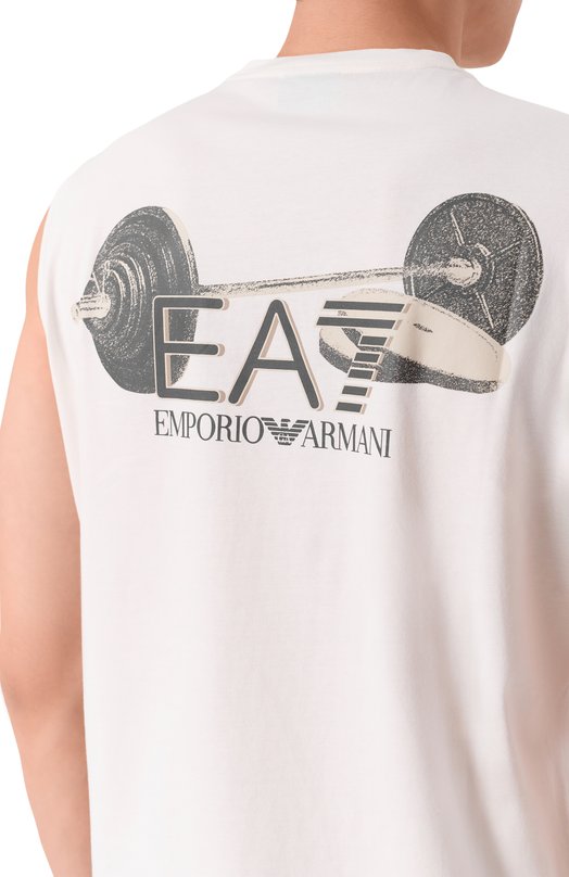Хлопковая майка EA7 7M001405/AF22264 Кремовый  7M001405/AF22264 Фото 5
