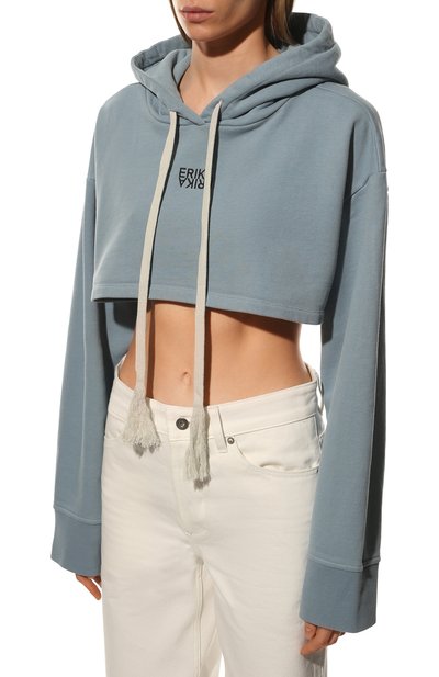 Хлопковое худи ERIKA CAVALLINI голубого цвета по цене 20600 руб., арт. W2/P/P2WW30, фото 3 Хлопковое худи ERIKA CAVALLINI, арт. W2/P/P2WW30, фото 3