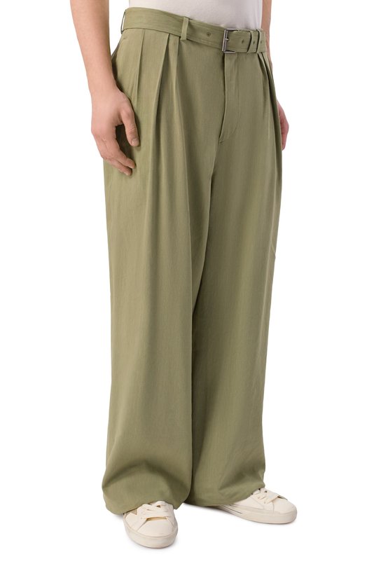 Брюки изо льна и вискозы Dries Van Noten 020952/3237 Зелёный  020952/3237 Фото 3