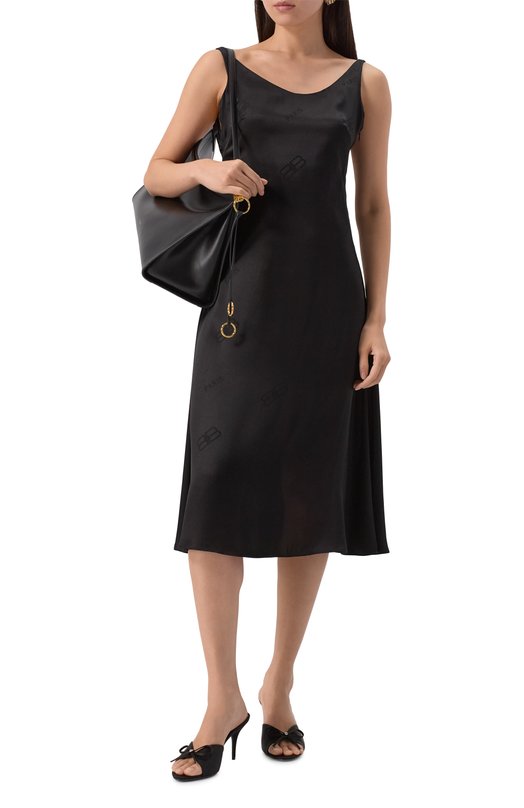 Атласное платье Balenciaga 831675/T0N03 Чёрный  831675/T0N03 Фото 2