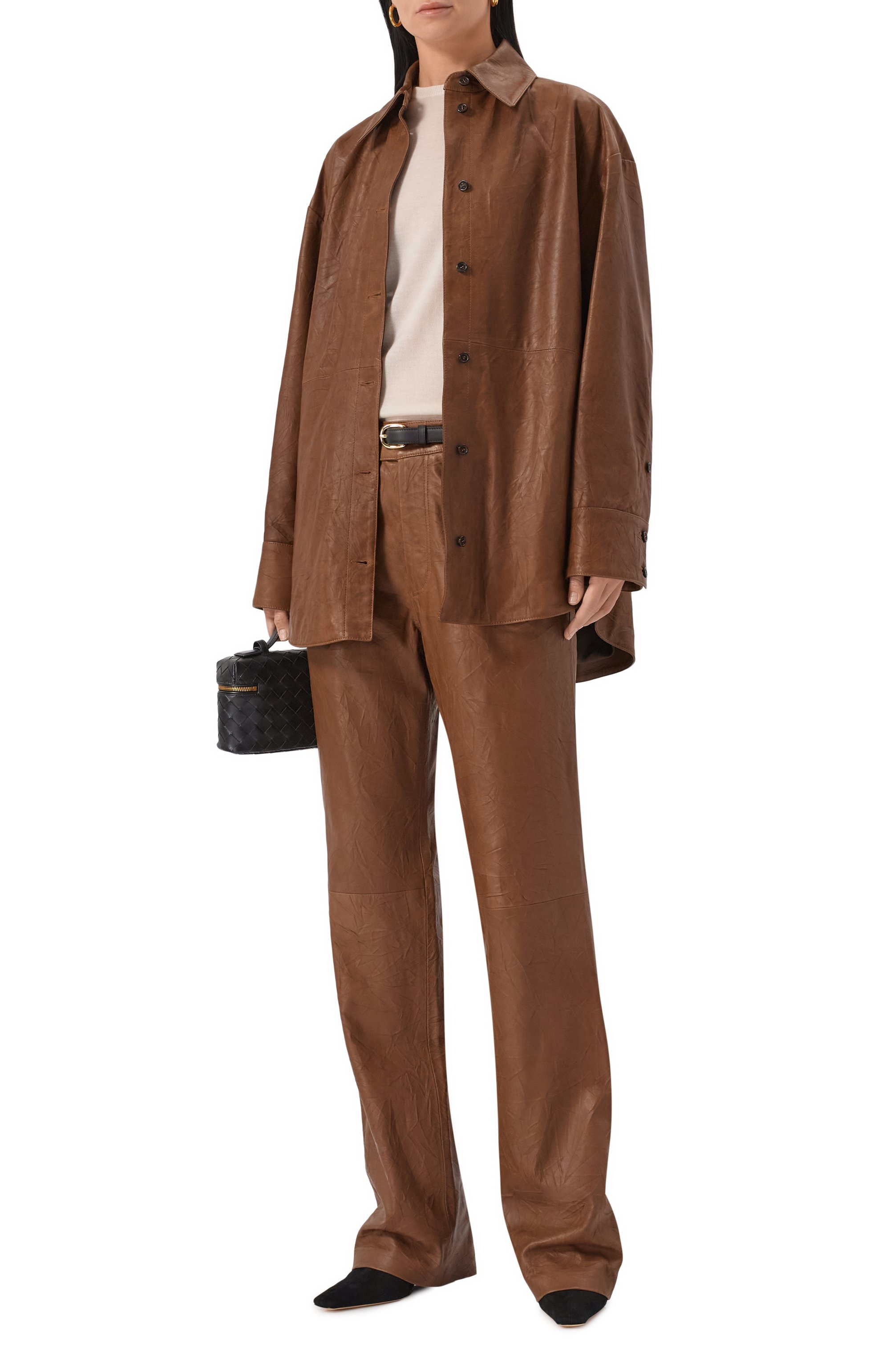 Кожаная рубашка ARMARIUM коричневого цвета по цене 334000 руб., арт. ARMFWSH04/LE09, фото 2 Кожаная рубашка ARMARIUM, арт. ARMFWSH04/LE09, фото 2