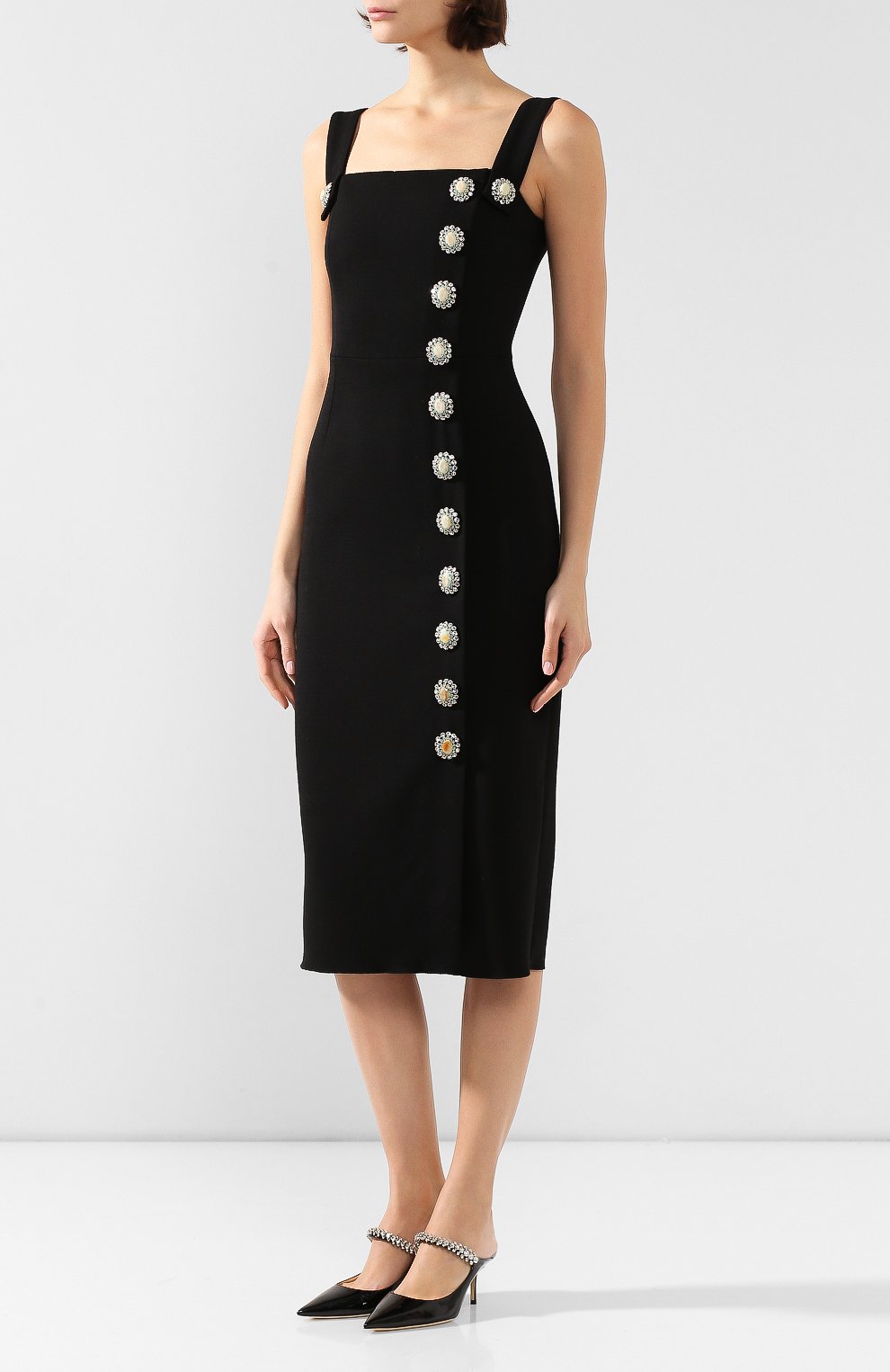 Шерстяное платье DOLCE & GABBANA черного цвета по цене 432500 руб., арт. F6G4CZ/FUBD2, фото 3 Шерстяное платье DOLCE & GABBANA, арт. F6G4CZ/FUBD2, фото 3