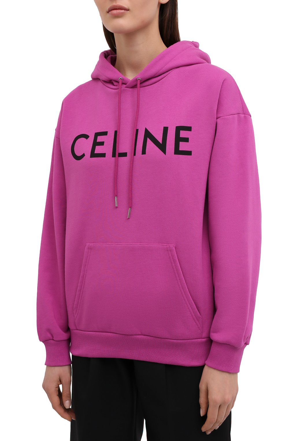 Хлопковое худи CELINE фуксия цвета по цене 77750 руб., арт. 2Y369052H, фото 3 Хлопковое худи CELINE, арт. 2Y369052H, фото 3