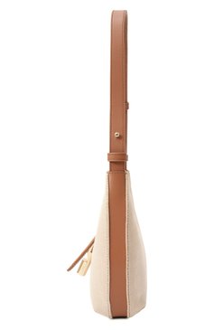 Женская сумка FURLA светло-бежевого цвета, арт. WB01634/BX3542 | Фото 4 (Драгоценные камни: Проставлено; Материал сплава: Проставлено; Ремень/цепочка: На ремешке; Размер: medium; Материал: Текстиль)