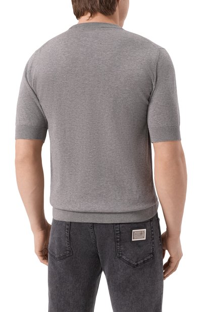 Хлопковый джемпер DOLCE & GABBANA серого цвета по цене 95050 руб., арт. GXX03T/JBCE9, фото 4 Хлопковый джемпер DOLCE & GABBANA, арт. GXX03T/JBCE9, фото 4