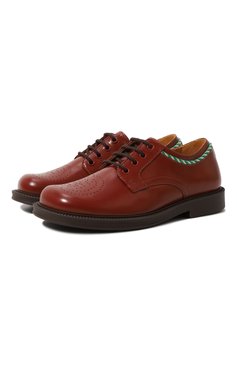 Детские кожаные дерби GUCCI коричневого цвета, арт. 627474 D73O0 | Фото 1 (Материал сплава: Проставлено; Нос: Не проставлено; Материал внешний: Натуральная кожа)