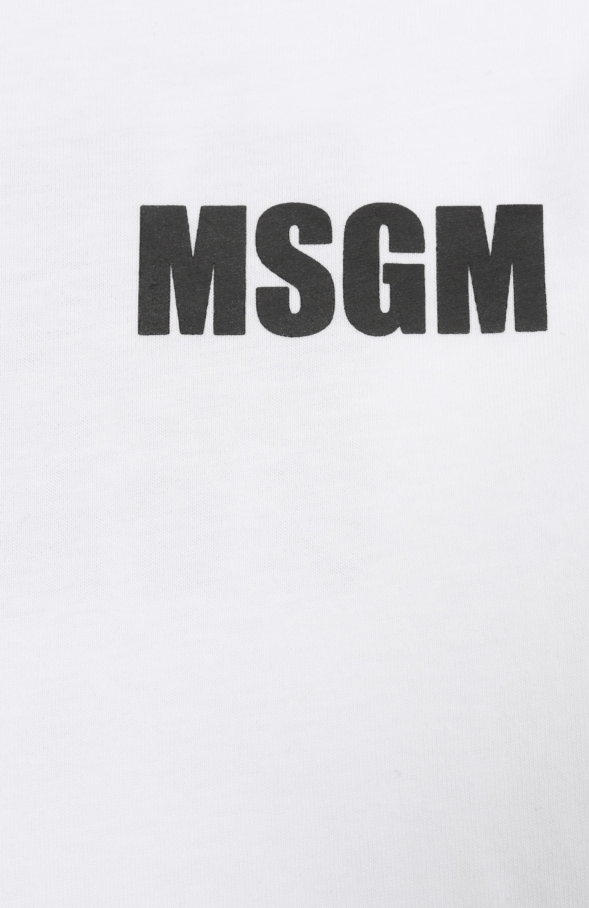 Хлопковая футболка MSGM KIDS белого цвета по цене 6645 руб., арт. S5MSJGTH083, фото 3 Хлопковая футболка MSGM KIDS, арт. S5MSJGTH083, фото 3