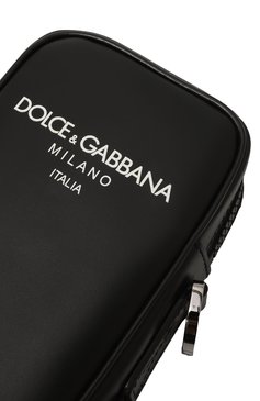 Мужская кожаная сумка DOLCE & GABBANA черного цвета, арт. BM9041_BC9041/AN244_1 | Фото 3 (Материал: Натуральная кожа; Материал сплава: Проставлено; Размер: mini; Ремень/цепочка: На ремешке; Драгоценные камни: Проставлено)