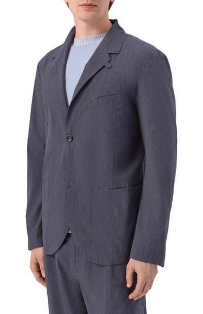 Хлопковый пиджак HANNES ROETHER темно-синего цвета по цене 57250 руб., арт. ZUN22DER.5136, фото 3 Хлопковый пиджак HANNES ROETHER, арт. ZUN22DER.5136, фото 3