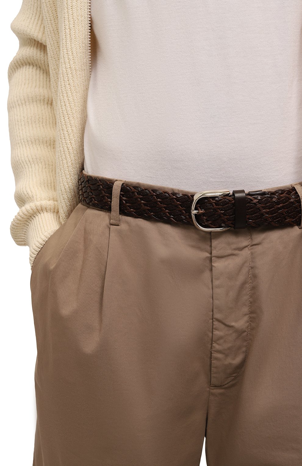 Кожаный ремень BRUNELLO CUCINELLI темно-коричневого цвета по цене 82500 руб., арт. MAUEC327, фото 2 Кожаный ремень BRUNELLO CUCINELLI, арт. MAUEC327, фото 2