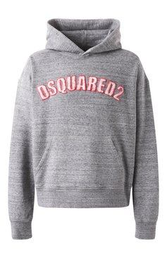 Мужской хлопковое худи DSQUARED2 серого цвета, арт. S74GU0857/S25463 | Фото 1 (Длина (для топов): Стандартные; Рукава: Длинные; Материал сплава: Проставлено; Драгоценные камни: Проставлено; Принт: Без принта; Мужское Кросс-КТ: Худи-одежда; Стили: Кэжуэл; Материал внешний: Хлопок)