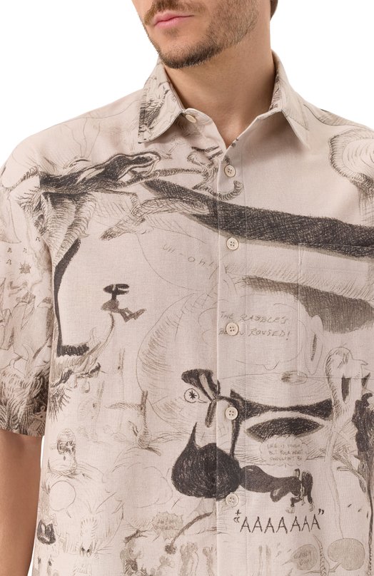 Хлопковая сорочка DOMREBEL M MEGAL0 SHIRT Бежевый  M MEGAL0 SHIRT Фото 5