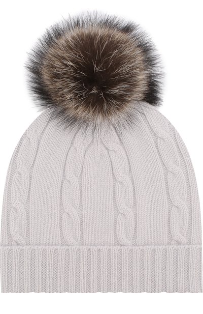 Кашемировая шапка фактурной вязки с меховым помпоном LORO PIANA, арт. FAG3896, фото 1