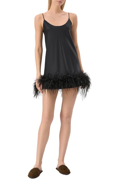 Шелковая сорочка с отделкой перьями EDOMO, арт. D001010FW2324, фото 2